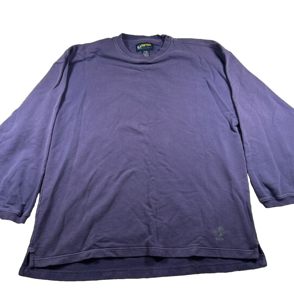 Vintage Eddie Bauer EBTEK Shirt Mens Large Blue World Wide Graphic 90s Canada